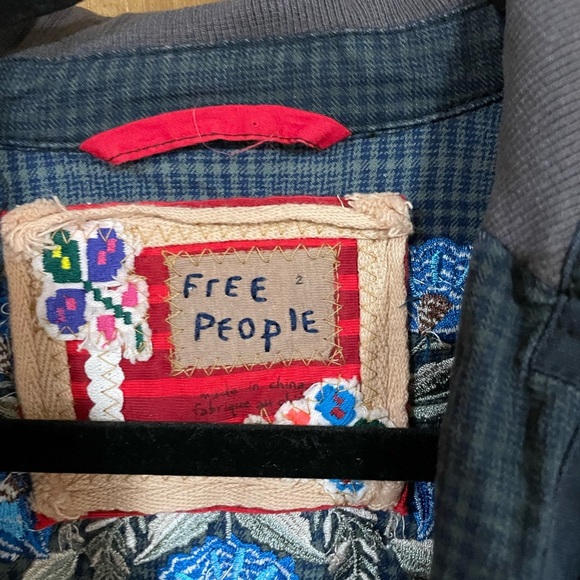 FREE PEOPLE embroidered gingham blazer - Picture 3 of 5